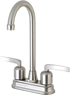 Kingston Brass FB498EFL Centurion 4-Inch Center Set High-Arch Bar Faucet, Brushed Nickel