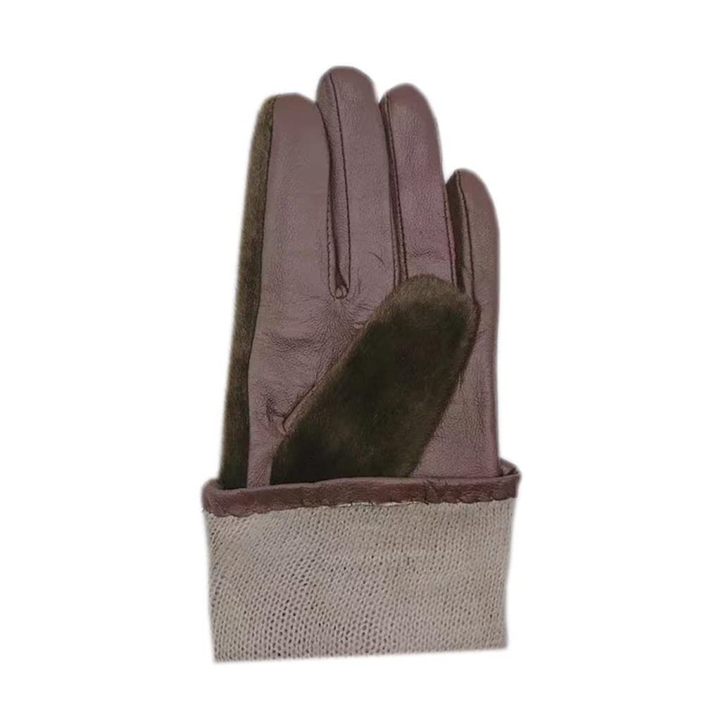 Guantes de Invierno para Mujer, de Piel de Ante, Color marrón, cálidos, con Forro