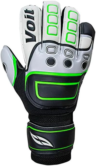 Voit Professional Soccer Goalkeeper Gloves, Silver/Black, Performance Latex Palm with Finger Support, Size 9