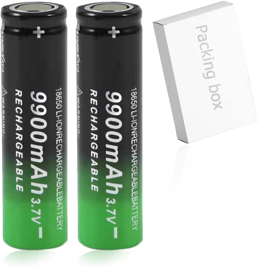 CPZZ 18650 Rechargeable Battery 9900mAh Flat Top 3.7vlot 18650 Batteries,2-Pack