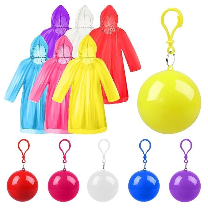 Disposable Rain Ponchos 6 Pack Waterproof Emergency Raincoat with Keychain Ball & Hook, Portable Adult Rain Wear for Camping, Hiking, Cycling, Travel, Trekking & Outdoor Activities-image-39