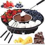 Dyqyym Käsefondue-Sets, Schokoladenschmelztopf mit 2 Fonduegabeln, 260 ml elektrisches Schokoladenfondue für Marshmallow-Toasten (Schwarz)