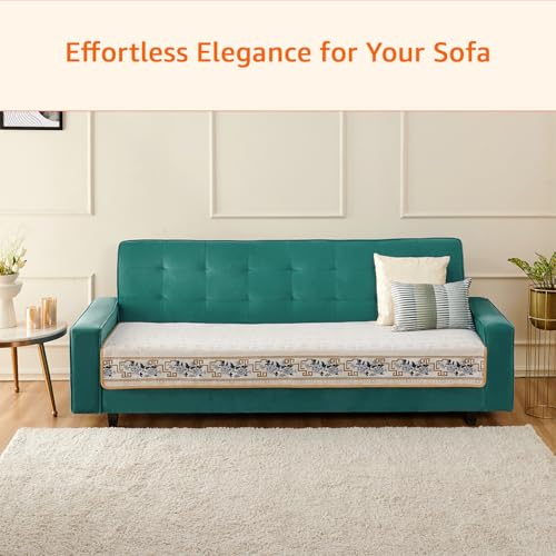 Image of Amazon Basics Jacquard Sofa Cover for Three Seater, Smooth Plain Weave, Non-Slip Sofa Pad, 70x180 cm, Soft Silicone Grip Dots, 100% Polyester, Machine Washable - Grey