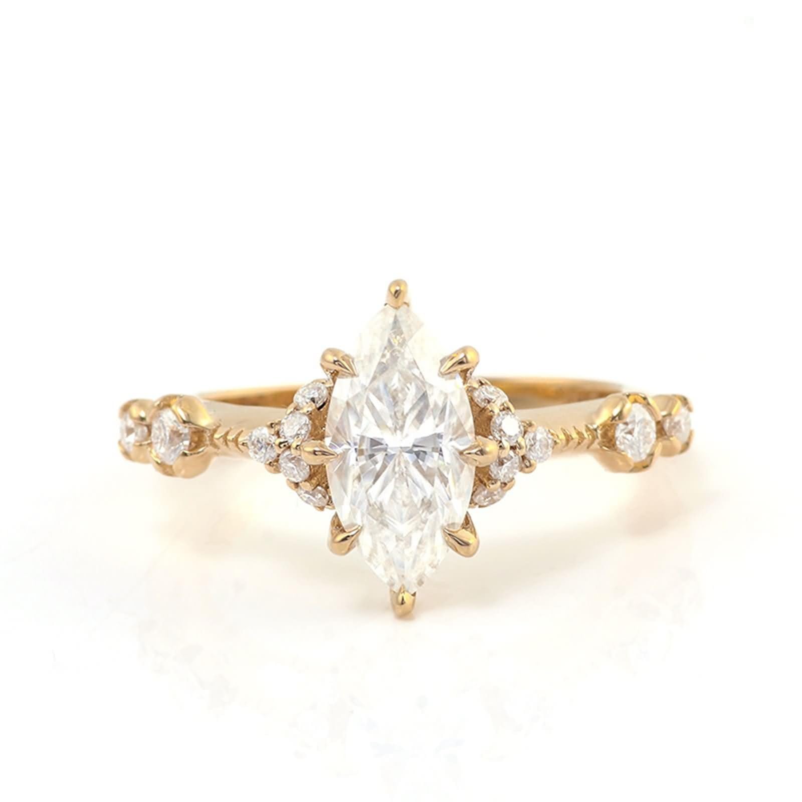 Epinki Pierścionek zaręczynowy i pierścionek zaręczynowy 9 karatów/14 karatów/18 karatów damski 2ct Moissanite White Deliate Fiancaille