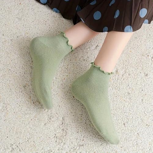 Tipi Toe Womens 3 Pairs Turn-Cuff Solid Lettuce Edge Lightweight Quarter Length Ruffle Socks Size 9-114