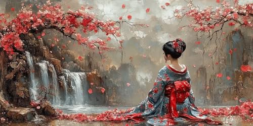 DIY Large Size Diamond Painting Kits， Kimono Mujer 5D Redondo Completo Diamand Pintura Cristal Bordado Cruz Cuadros Crafts，De La Pared Del Hogar Decoración，Regalos Para Jóvenes 90x180cm KH7Y-209