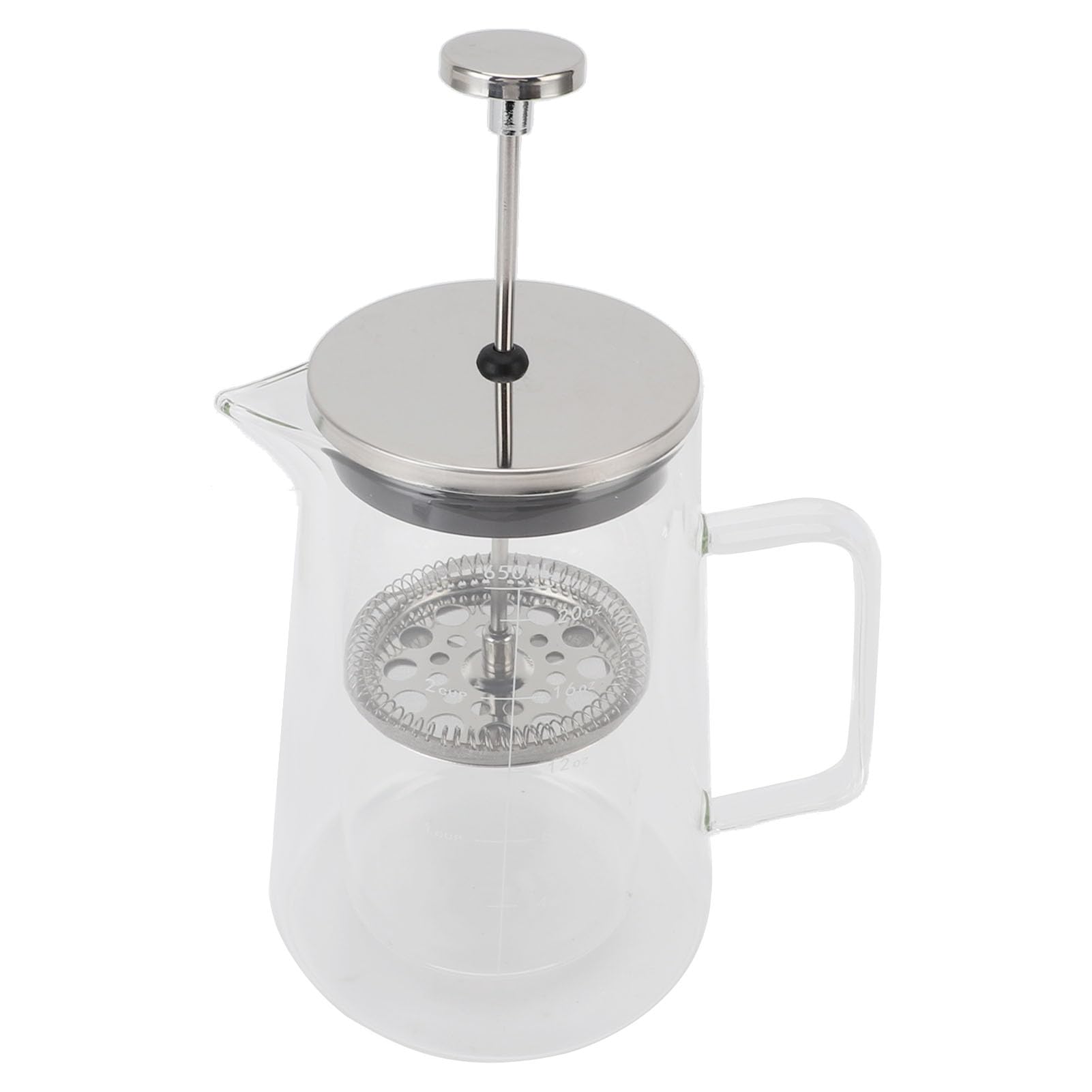 Ekspres do kawy French Press Szkło borokrzemianowe z podwójną ścianką 650 ml Odporny na wysokie temperatury zaparzacz do kawy z wylewką w kształcie litery V i uchwytem drabinkowym