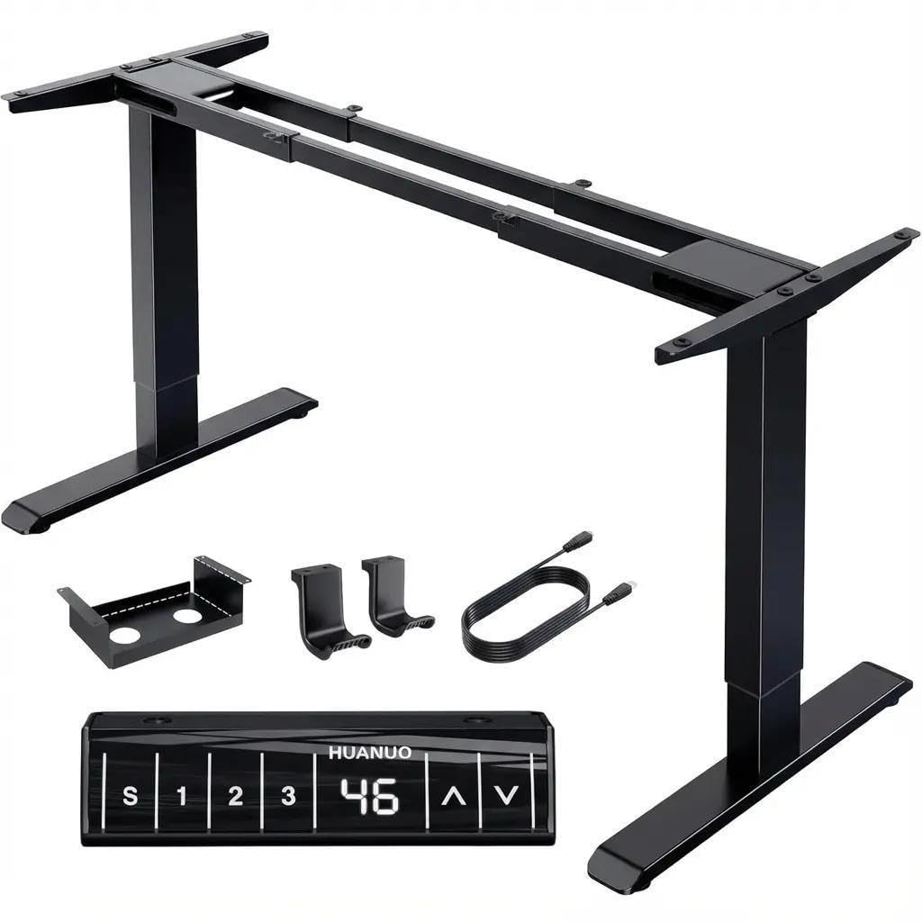 HUANUO Marco Escritorio Elevable Eléctrico de 2 Motores, Patas Mesa Escritorio con Forma en T de Acero de Grado Automotriz, Carga 120kg, Máx. 228 x 80 cm