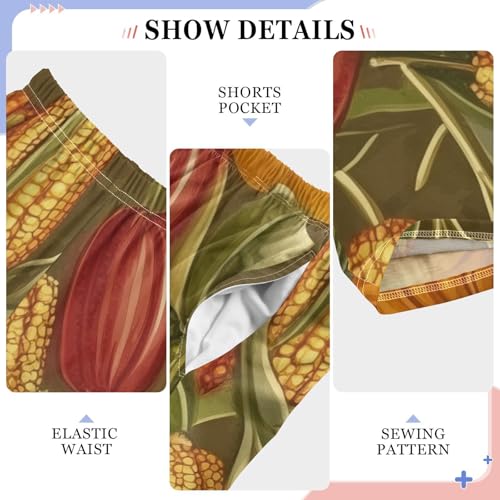 Pumpkin Corn Boys Long Pants Soft Trousers Elastic Waist Kids Lounge Bottoms with Pockets S-XL4