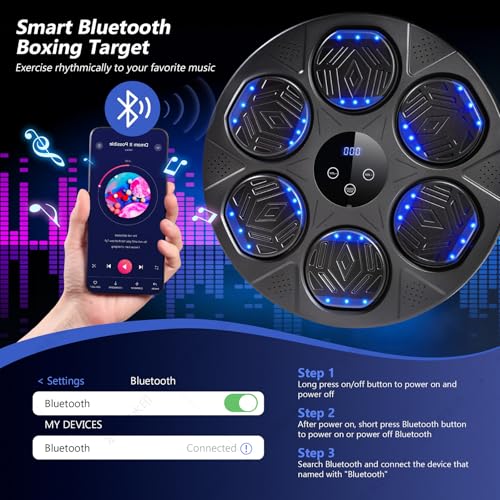Music Boxing Machine, Workout Equipment with Boxing Gloves, Bluetooth Smart Punching Arcade Machine, Fitness Equipment for Home,Office,Gym image 4