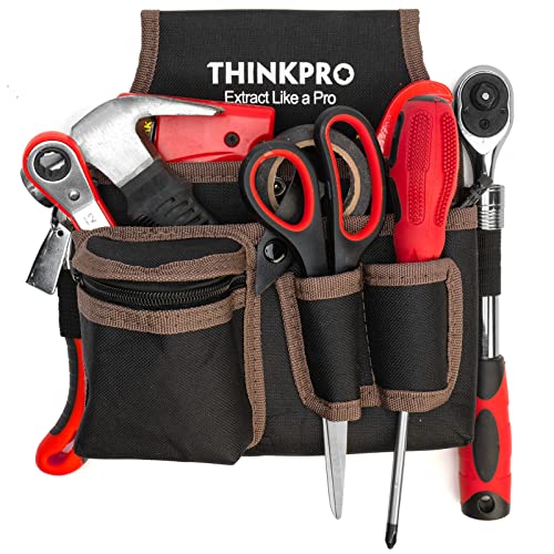 Thinkpro 8 Pockets Tool Pouch Bag, Utility Zipper Pouch With Adjustable Waist Belt For Electrician, Carpenter, Construction, Contractor, Garden, Pro Work Accessories For Men And Women (Brown) #TOP2