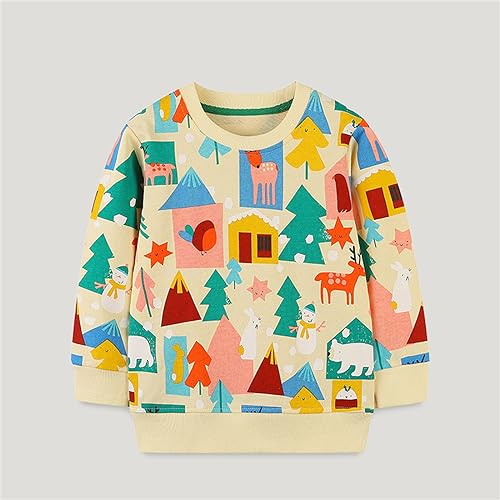 Hoodies for Boys Girls Pullover Sweatshirts Toddler Boy's Girl's Cartoon Prints Long Sleeves with (Beige, 2-3 Years)3