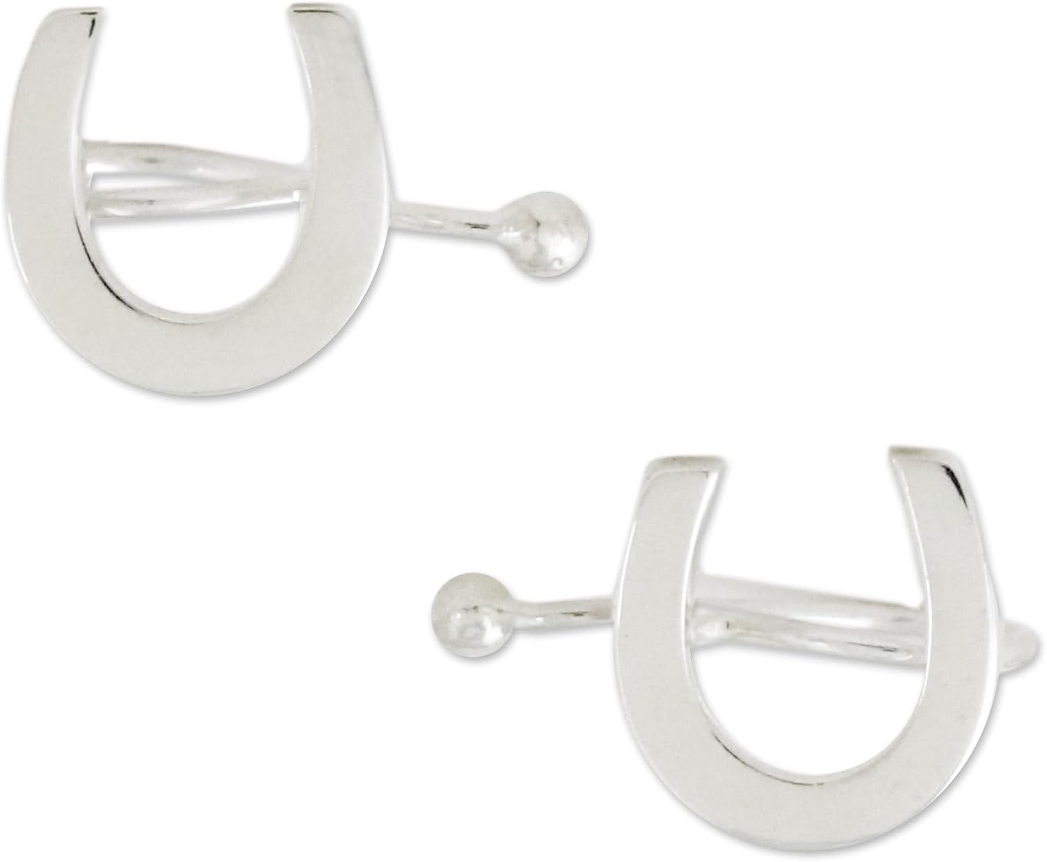 NOVICA Artisan Sterling Silver Ear Cuffs 925 Horseshoe from Thailand Good Luck [0.4 in L x 0.4 in W] ' Horseshoe Luck'