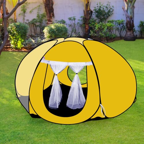 Image of SILVER SHINE Foldable Delightful Patterns Popup Kids Play Tent House for Multi Purpose|PlayTent House for up to 10 YearOld Kids Girls&Boys|Mosquito Net Design Tent for Kids