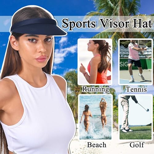 Image of Sun Visor Hats Women Wide Brim Adjustable Clip On Visors Beach Men Hat