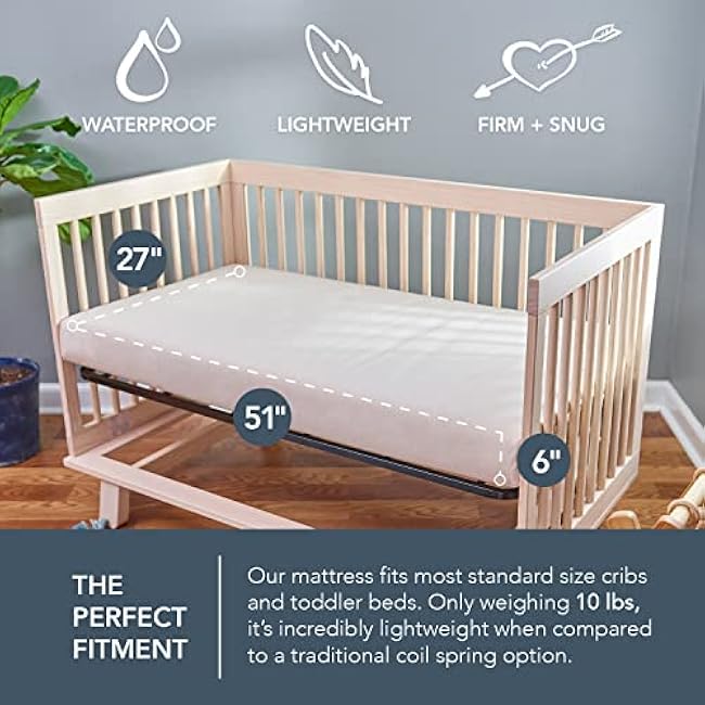Naturepedic Organic Baby Crib Mattress - 2-Stage Lightweight Infant & Toddler Mattress - Waterproof Bed Mattress for Crib - Non-Toxic for Baby and Toddler Bed - 52 x 28¡±