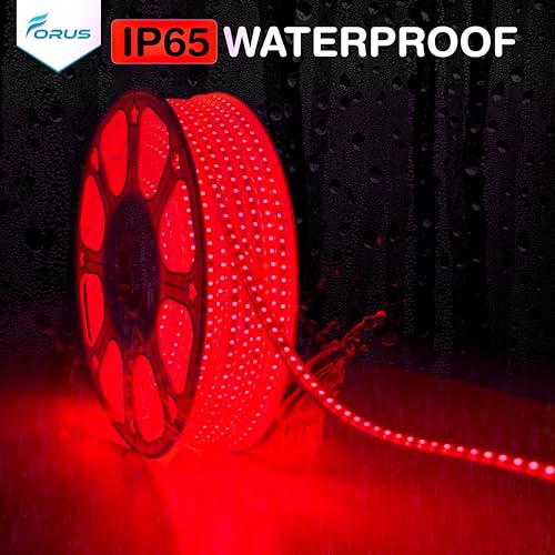 Image of Forus LED Rope Light 35 Meter 6 Month Warranty, Outdoor Waterproof Decorative Cove Lights for Ceiling, Balcony, Home Decor, Interior Decoration, Flexible Profile Light for Diwali, Christmas -Red