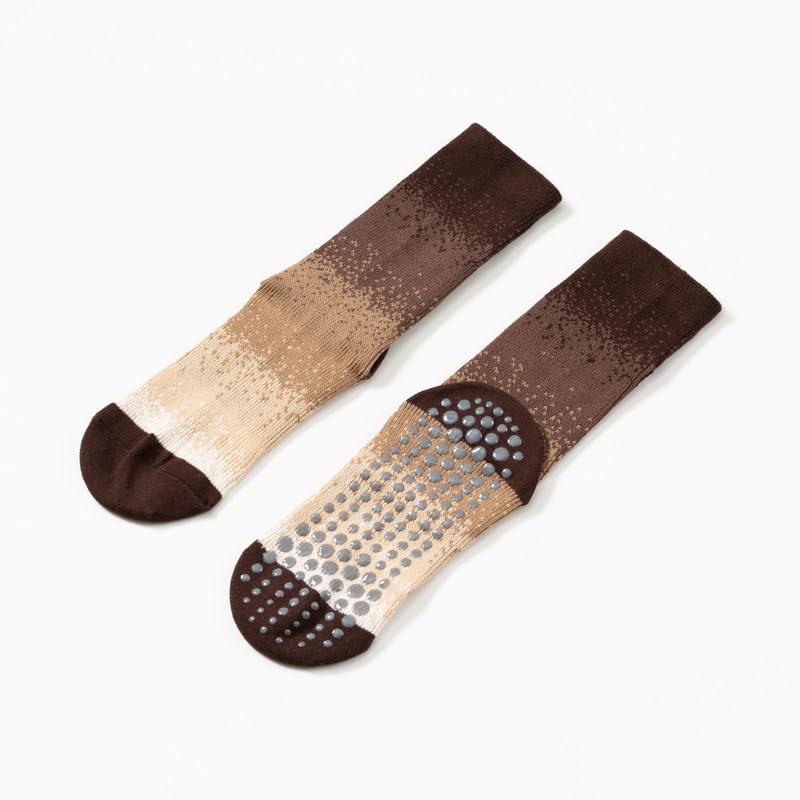 Image of Verdancy Yoga Pilates Socks with Grips for Women Non Slip Gradient Color-Blocked Cushioned Crew Socks for Barre Ballet Dance