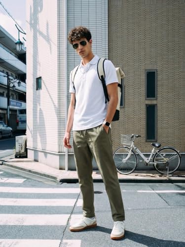 Image of Nobero Chino Pants for Men | Oversized Fit | Multiple Pockets | Elasticated Waist | Casual & Utility Wear