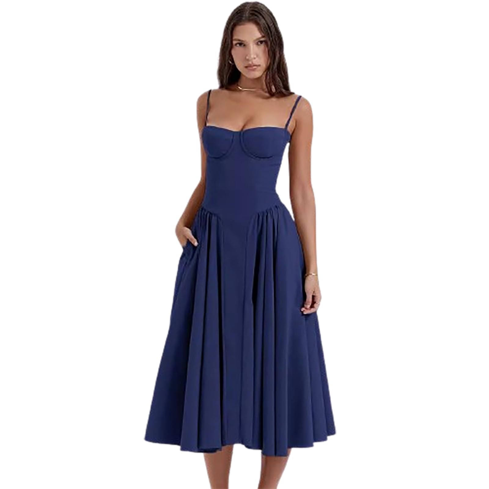 Amazon.com: Yokqexz Women's Summer Dressy Date Dress Ladies Cocktail Dresses  Casual Bohemian Sleeveless Suspenders Midi Sundress (Color : Blue, Size :  X-Large) : Clothing, Shoes & Jewelry