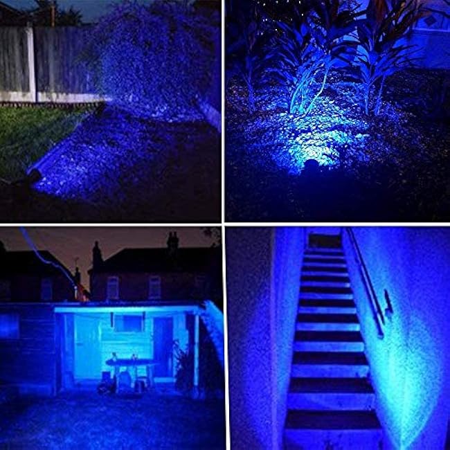 Youngine Pack of 2, 12V Low Voltage LED Landscape Lights Waterproof Outdoor Walls Trees Flags Spotlights 5W COB Garden Yard Path Lawn Light with Spike Stand (Blue),NO Plug