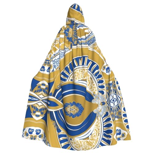 Cape longue à capuche dorée et bleue pour soirée déguisée et festival