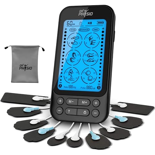 Image of Dr Physio USA 1050 Dual Channel TENS Massager for Pain Relief, Period Pain, Rechargeable Electrical Muscle Stimulation EMS Pulse Impulse Full Body Massager Machine