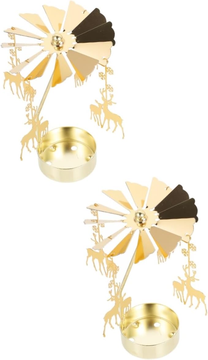 STOBAZA Pack of 2 Elk Lantern Golden Candelabra Tea Light Holder