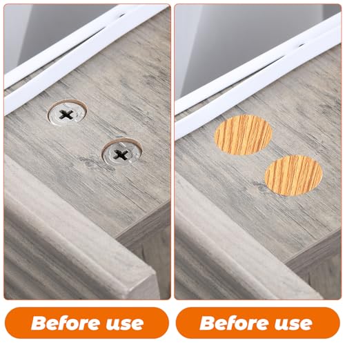 Ymapinc 306 Piezas Tapas para Orificios de Tornillos, Adhesivos para Muebles con Textura de Madera, 2 Tamaños para Estantes de Gabinete miniatura 5