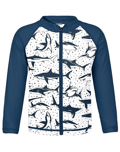 Image of Toddler Boys Swim Shirts Rash Guard Long Sleeve UPF 50+ Sun Protection