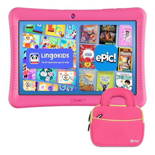 Image of Contixo K102 10 inch Kids Tablet Bundle - HD Learning Tablet & Sleeve Bag for Kids Ages 3-7, Includes Learning Educational Apps, Parental Controls, Android, Dual Camera - Pink