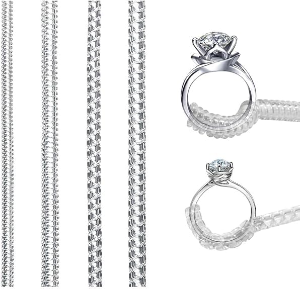 Ring Size Adjuster for Loose Ring, 4 Sizes Invisible Ring Sizer Fit Almost Any Ring (Silver)