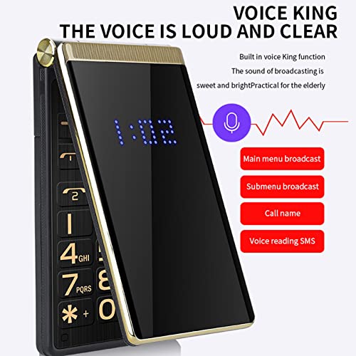 Teléfono Móvil con Tapa para Personas Mayores Desbloqueado de 2,8 Pulgadas, Teléfono Móvil con Tapa Clásico Fácil de Usar 2G con Botón SOS, Linterna LED, Fuente Grande y Alto