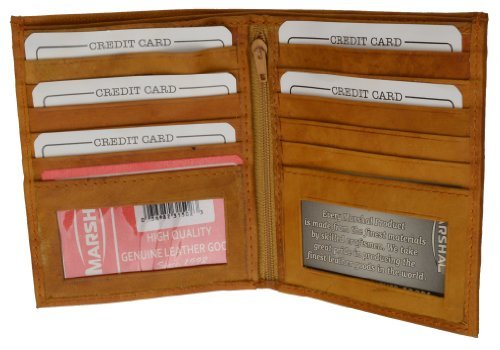 MARSHAL Leather Bifold Hipster Wallet #1502 (Tan)