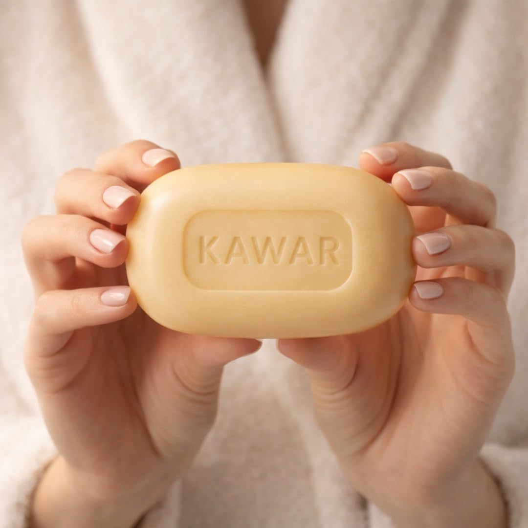 KAWAR Jabón de azufre del Mar Muerto con aceite de oliva, alivia afecciones de la piel como acné, psoriasis, eczema y puntos negros, para pieles grasas a normales, jabón vegano para hombre