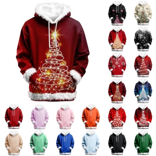 Christmas Tops Women Santa Hooded Velvet Fur Trim Pullover Sweater - image 1