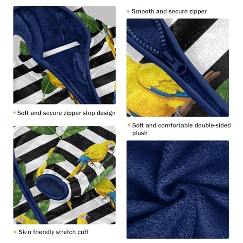 Yellow Parrots Stripes Toddler Boy Winter Jacket Comfy Winter Jacket for Boy 3T3