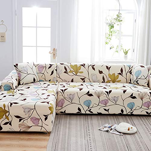 uyeoco Elastic L Shape Sofa Covers Sectional Sofa Covers- Furniture Sofa Slipcover, 1/2/3/4 Seats(L Type Sofa Needs to Buy Two Sofa Covers) (Color : B, Size : 4-Sitzer (235-300 cm))