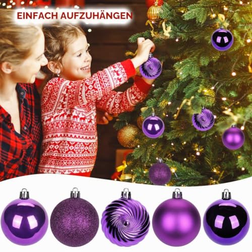 6CM Weihnachtsdeko Weihnachtskugeln, 25 Stücke Bruchsiche Christbaumkugeln Ornamente Weihnachtsbaumschmuck für Weihnachtsbaum… – Ansicht 4