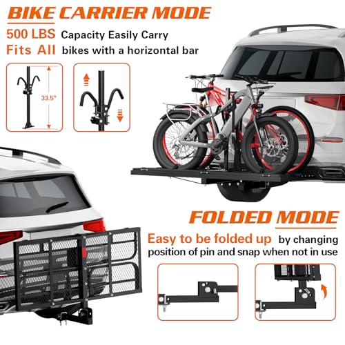 Wildroad Hitch Cargo Carrier with Bike Rack 60″ x 24″ x 14″