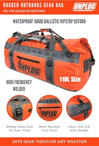 Unplug Ultimate Adventure Bag | 1680D Heavy Duty Waterproof Bag | Large Travel Duffle Bag which can be Used for Camping, Motorcycling, Boating, or Hunting - Image 3