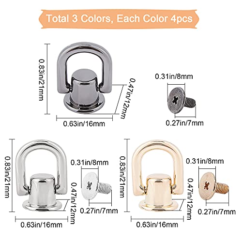 Image of GORGECRAFT 3 Colors D Ring Stud Screw Ball Post Head Buttons 360 Degree Rotatable Wallet Chain Connector for Wallet Strap Shoes Decoration DIY Leather Accessories(12PCS)