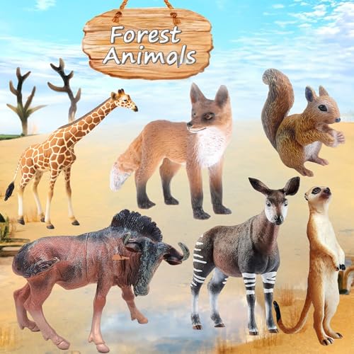 Image of 6 PCS Realistic Wild Jungle Animals Toys for Kids 3+ | Attractive Forest Farm Animals Toy Action Figurine Playset for Boys and Girls Birthday Gifts for Children Educational & Decoration Items