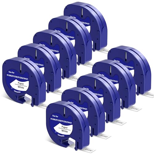 JOJOME �y�[�p�[�u���b�N�I���z���C�g�e�[�v DYMO���x�����[�J�[���t�B��91330�Ή� Letratag LT-100T LT-100H ���t�B���Ή� 1/2�C���` x 13�t�B�[�g (12mm x 4m) 10�p�b�N