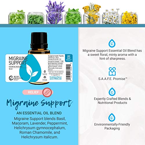 Rocky Mountain Oils Migraine Support Essential Oil Blend With 100% Pure And Natural Essential Oils - Aromatherapy Oils For Diffuser And Topical - Headache And Migraine Relief - 15Ml #TOP3