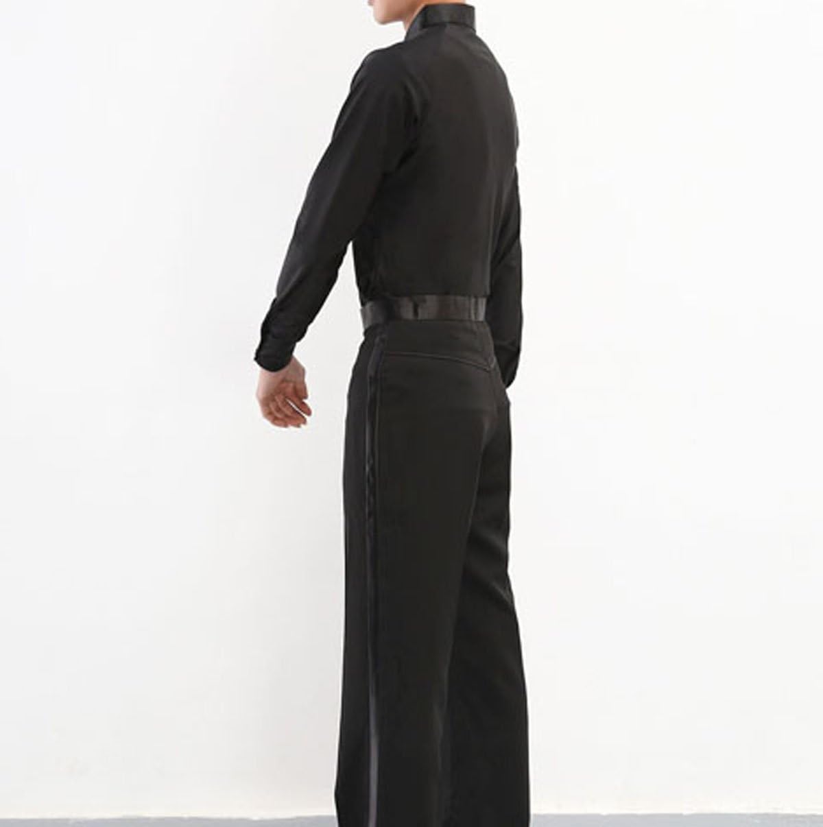 Men's Spandex Latin Ballroom Dance Tops Shirt Black