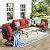MFSTUDIO 4 Pieces Patio Conversation Sets(5 Seat), Outdoor Metal Furniture Sofa Set with 1 Loveseat(3 Seat), 2 Swivel Chairs, 1 Coffee Table, Steel Frame Patio Set with Burgundy Red Cushion for Patio