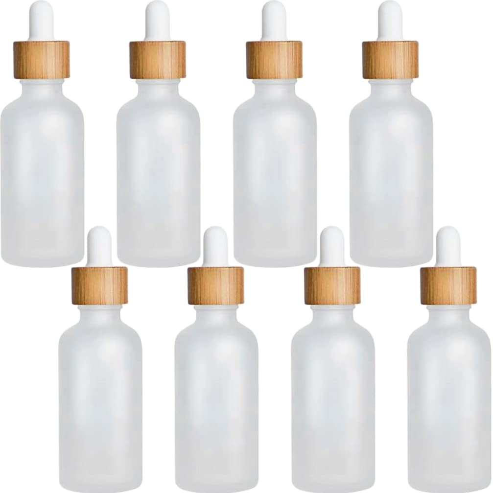 Beavorty8 Pcs Frosted Glass Dropper Bottles Essential Oil Bottles with Eye Dropper Perfume Sample Bottles Essence Liquid Cosmetic Containers for Home Travel 50ml