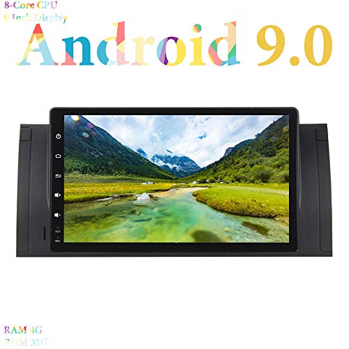 XISEDO Android 9.0 Autoradio 9 Pulgadas Car Radio 8-Core RAM 4G ROM 32G In Dash Radio de Coche GPS Navigation para BMW 5-E39/BMW X5-E53 (Autoradio)