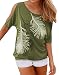 Relipop Women's Fashion Off Shoulder Tops Short Sleeve Blouse Casual T-Shirt (Small, Green)